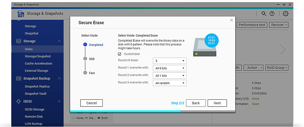 Securely erase hard drives